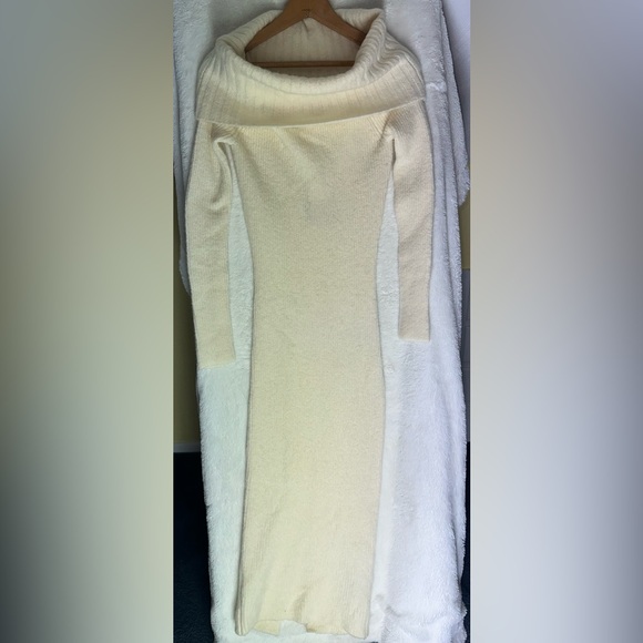 NEW LE SUPERBE Jackpot Ribbed Knit Off Shoulder Midi Dress S $545 Wool Cashmere - Picture 4 of 12